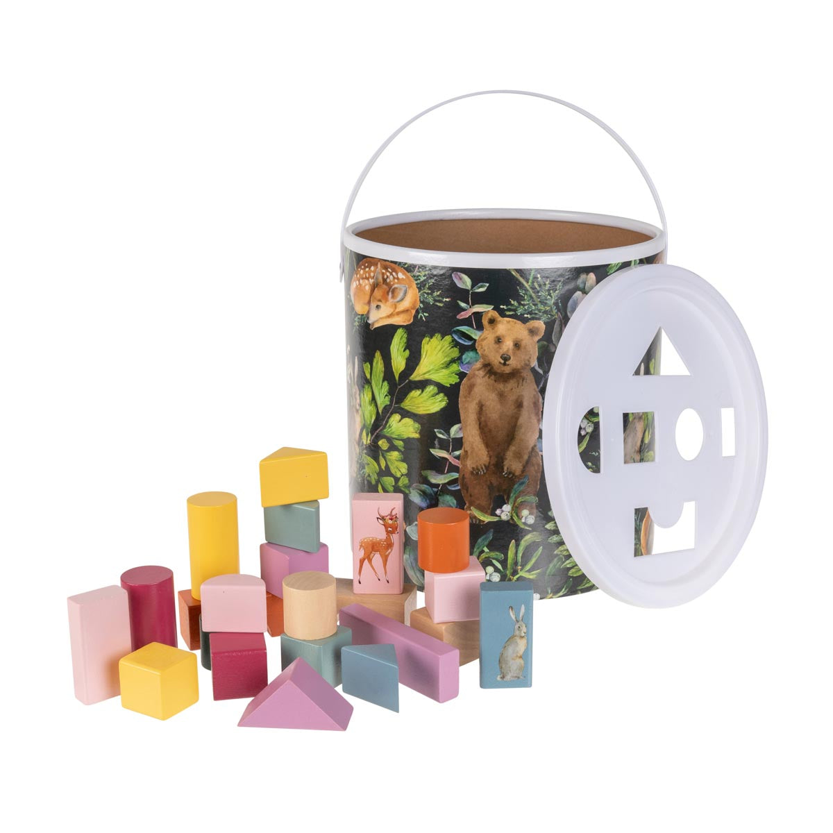 Wooden toy block set, 100 pcs