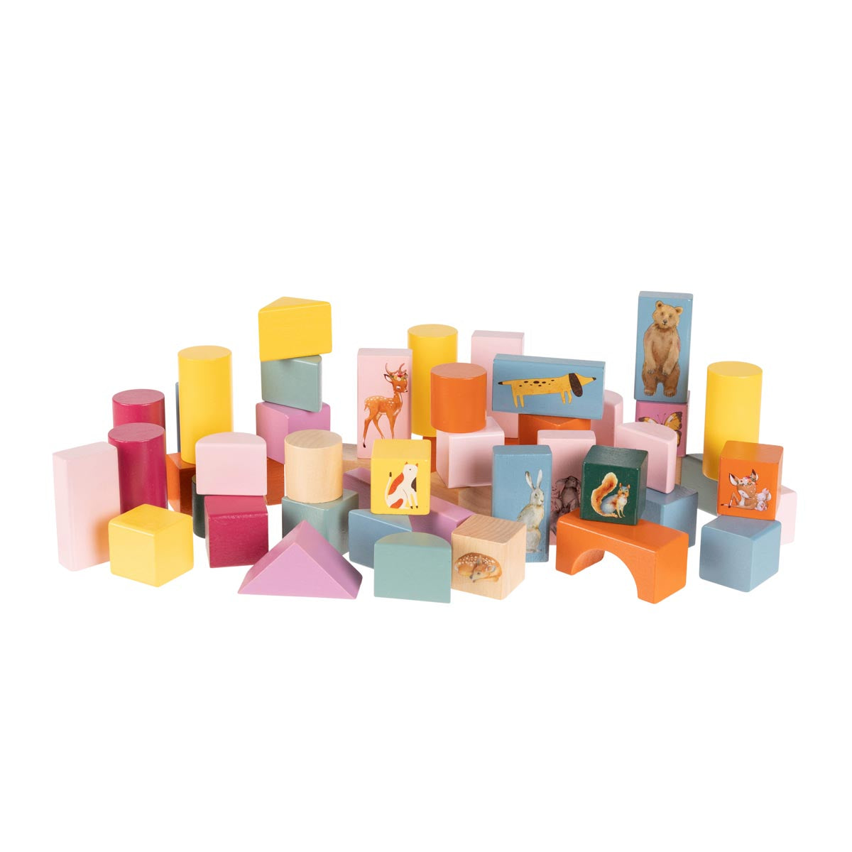 Wooden toy block set, 100 pcs