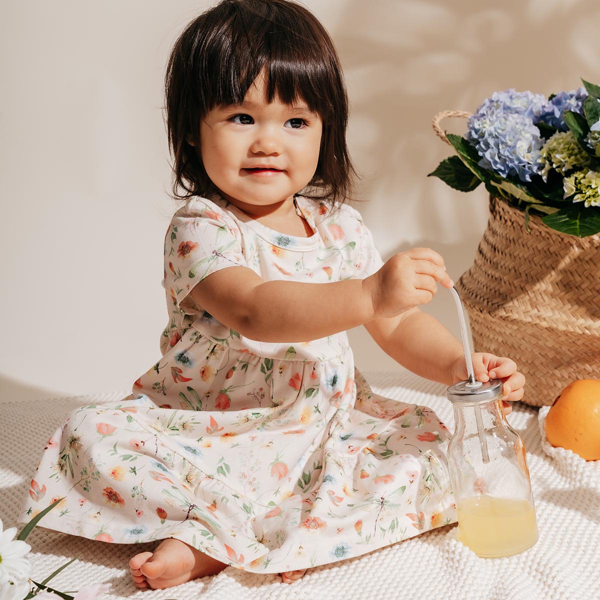 June baby dress, white