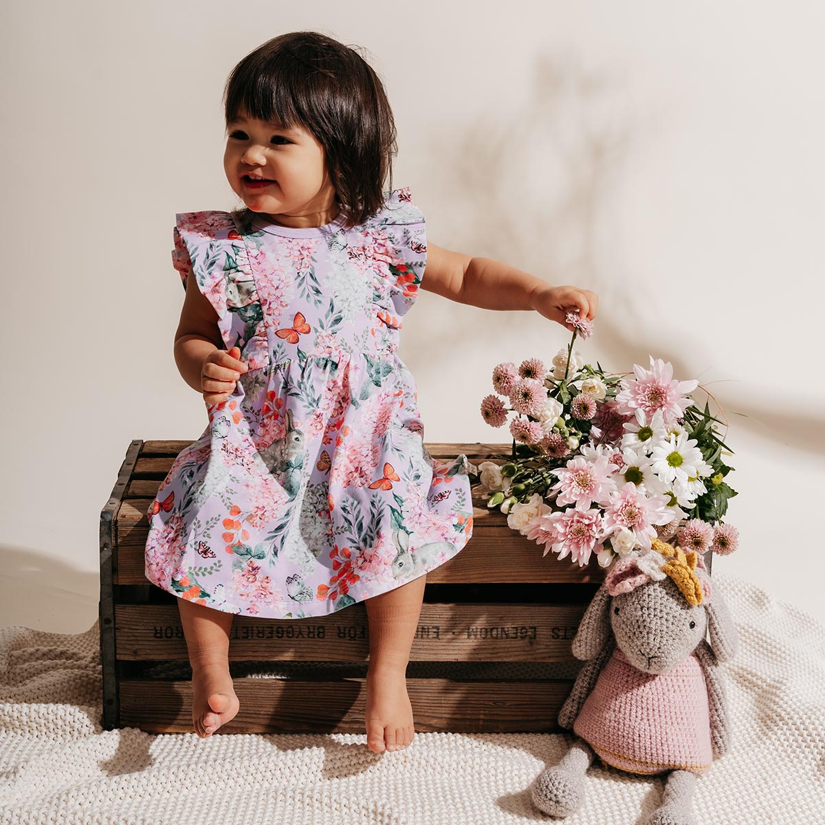 Lilacs baby dress, lavender