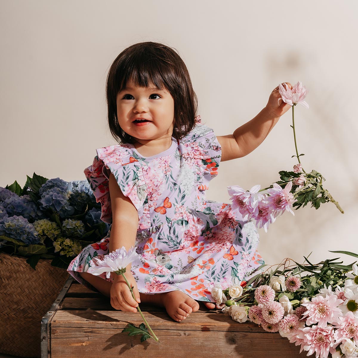 Lilacs baby dress, lavender