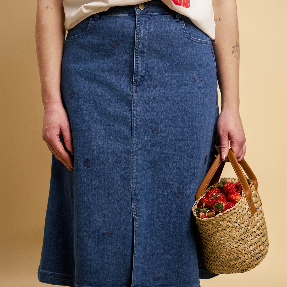 Minni denim skirt Hearts, blue