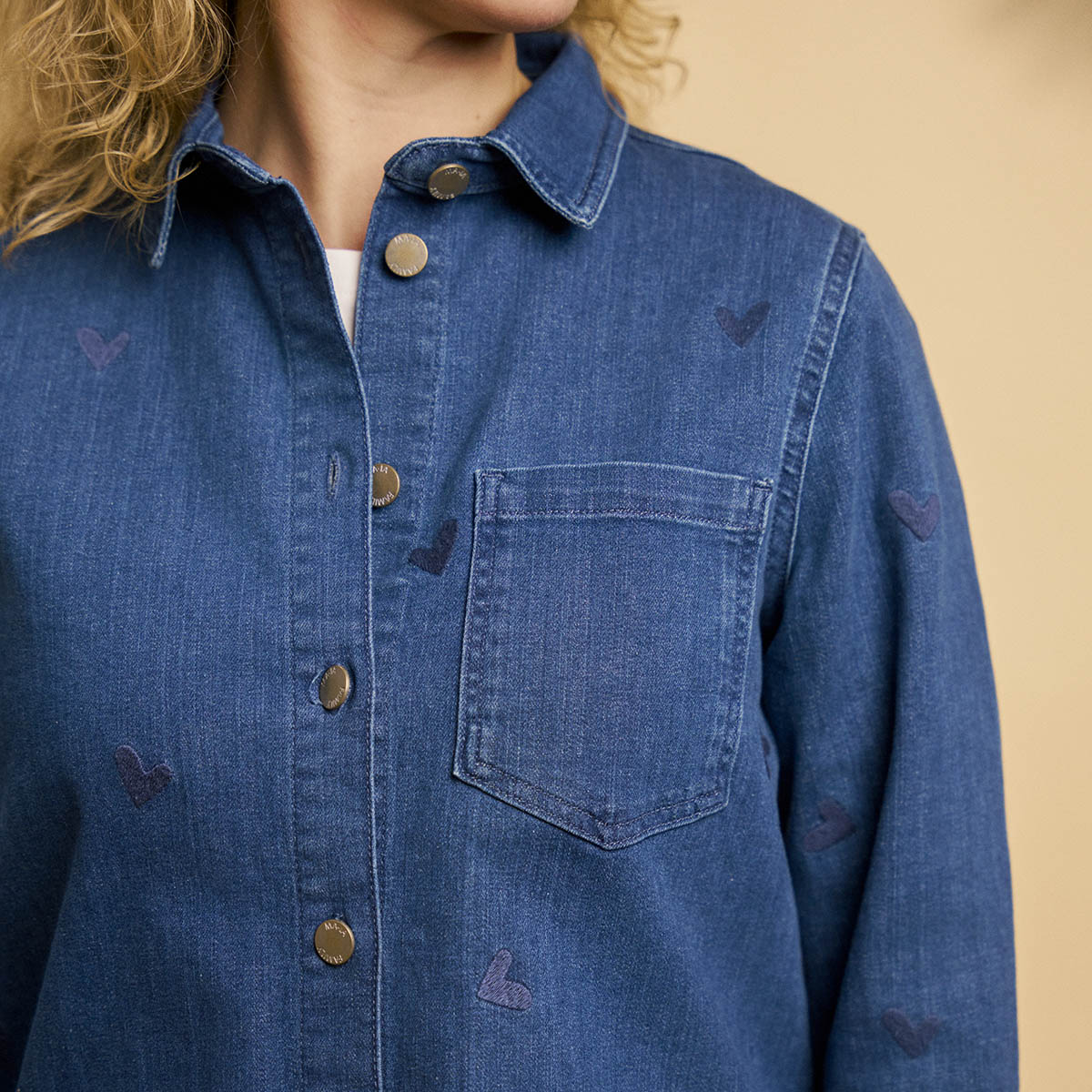 Selma shirt Hearts, blue