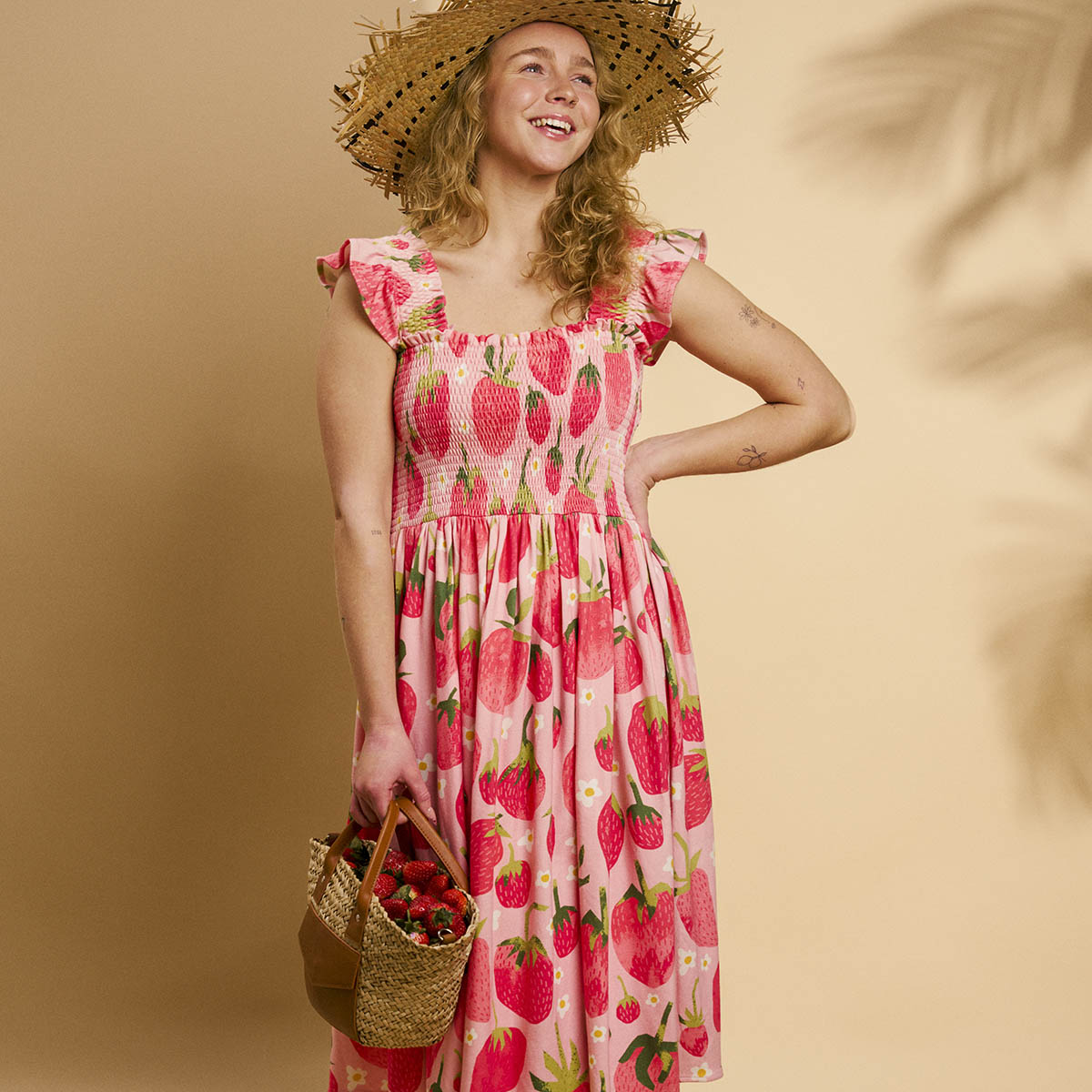 Carola dress for women, Fragola, rose