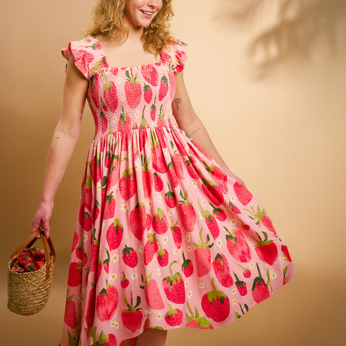 Carola dress for women, Fragola, rose