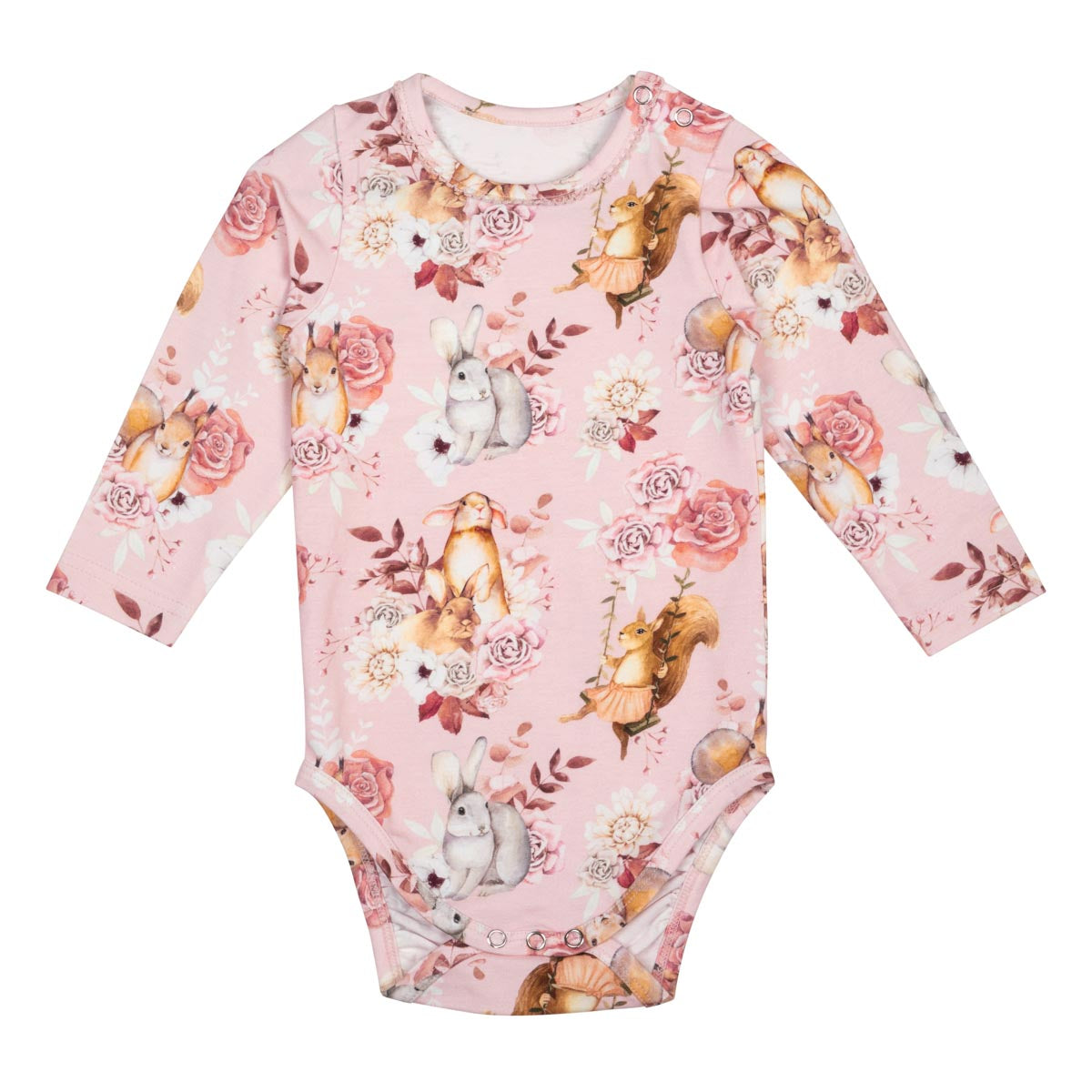 Forest Animals bodysuit, pink