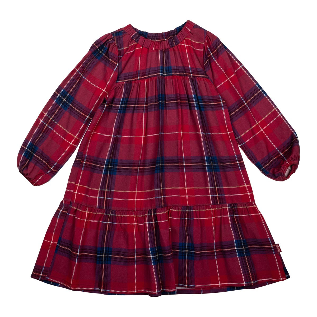 Checks dress, dark red