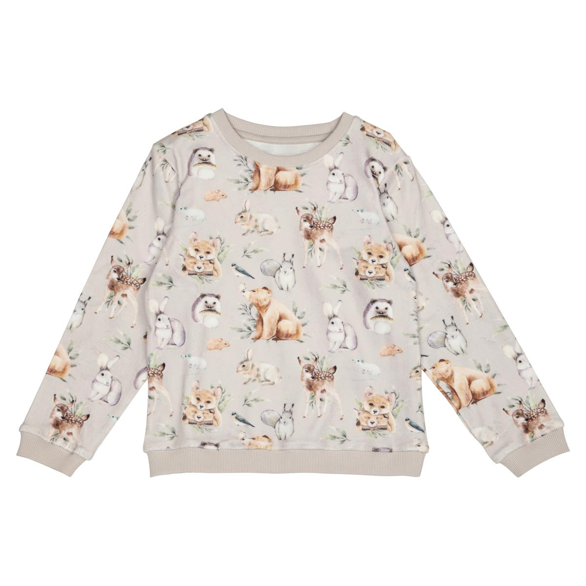 Forest Animals velour shirt, beige