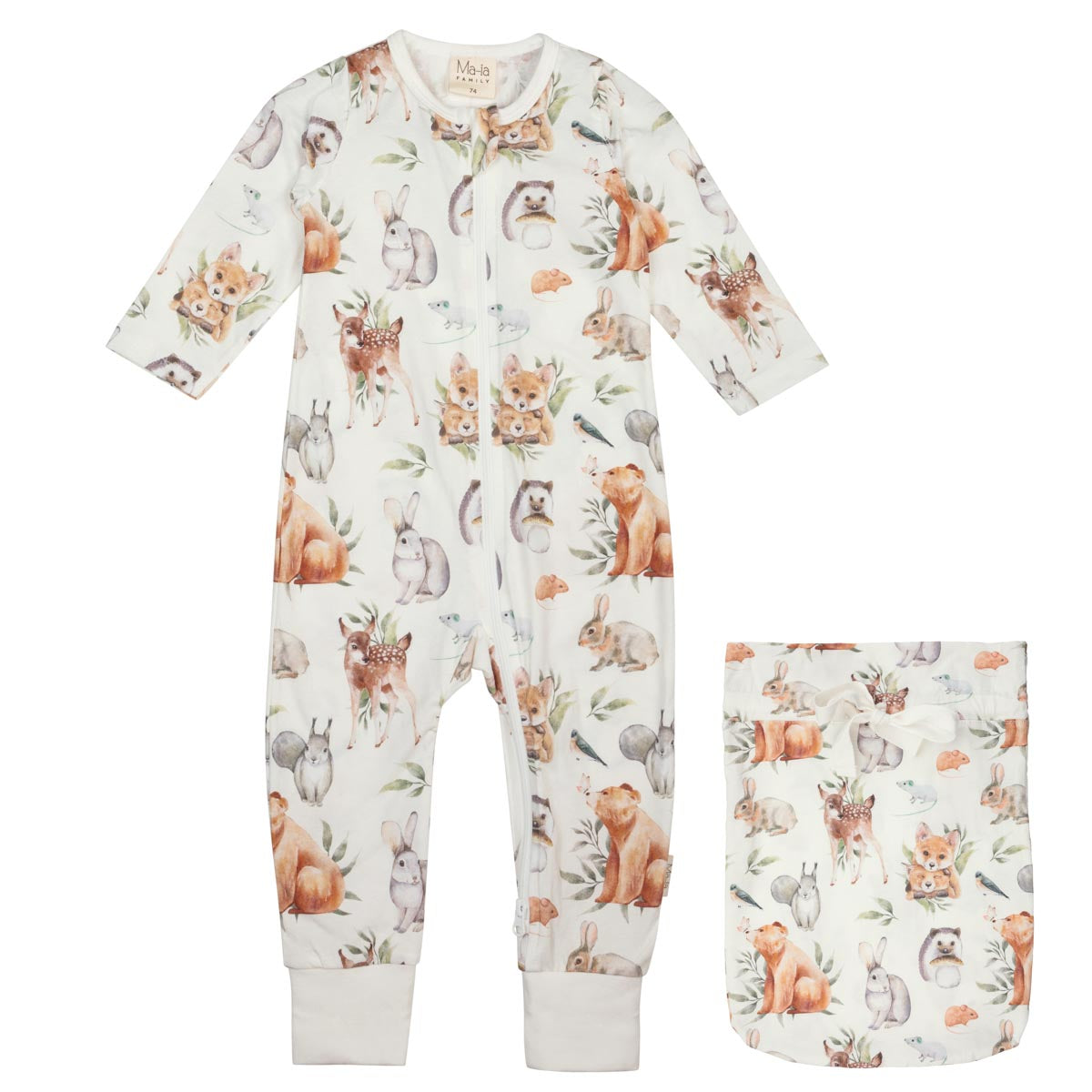 Forest Animals baby pyjama, ecru