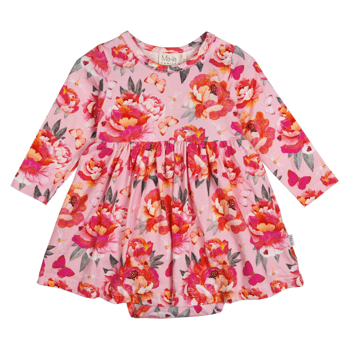 Peonies bodysuit dress, pink