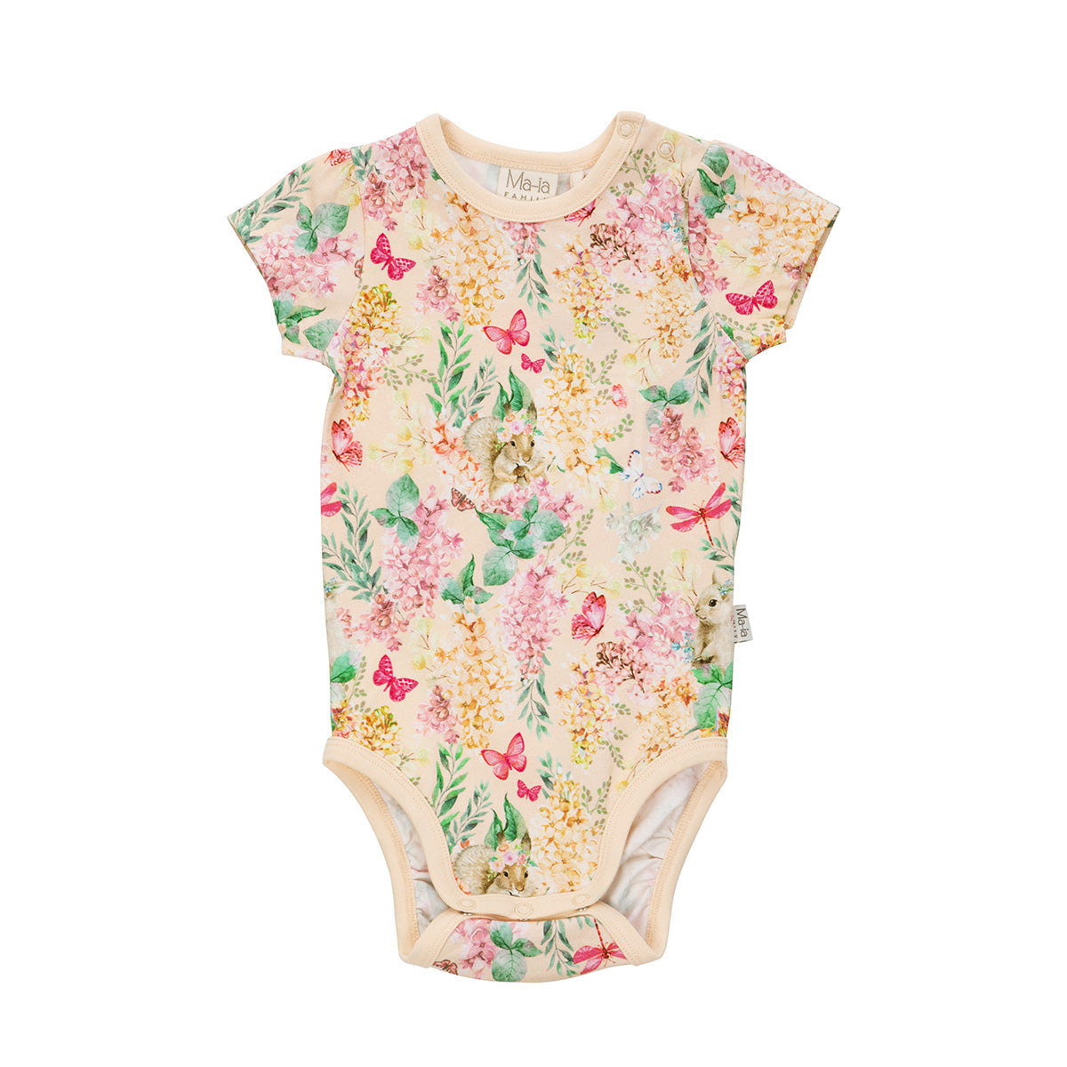 Lilacs bodysuit, short-sleeved, yellow