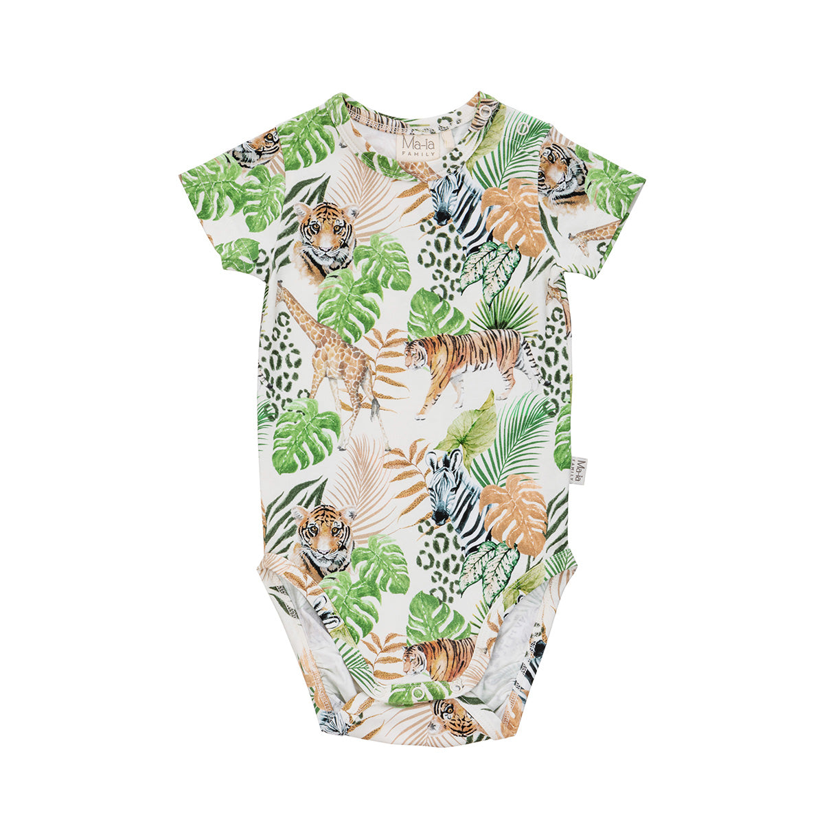 Jungle bodysuit, short-sleeved, white