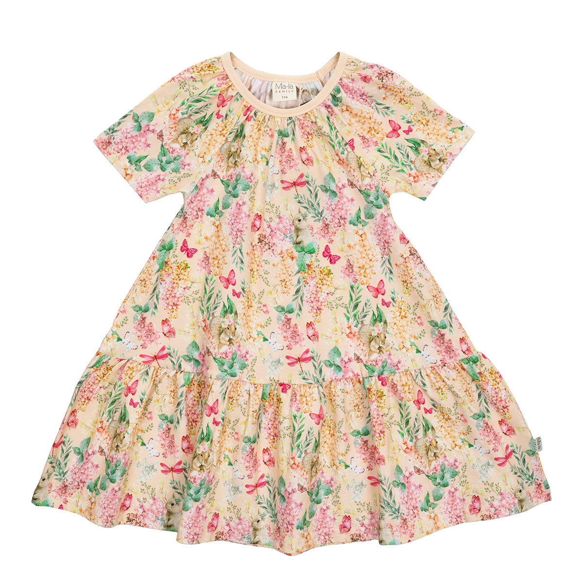 Lilacs dress, short-sleeved, yellow