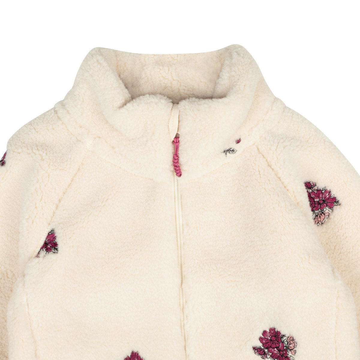 Small Flowers teddy jacket, natural white