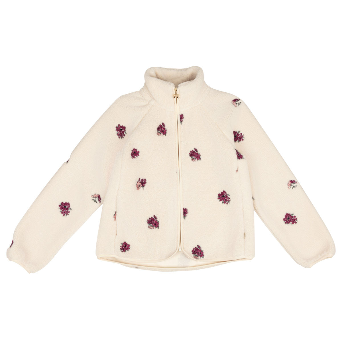 Miisa teddy jacket, Small flowers, natural white