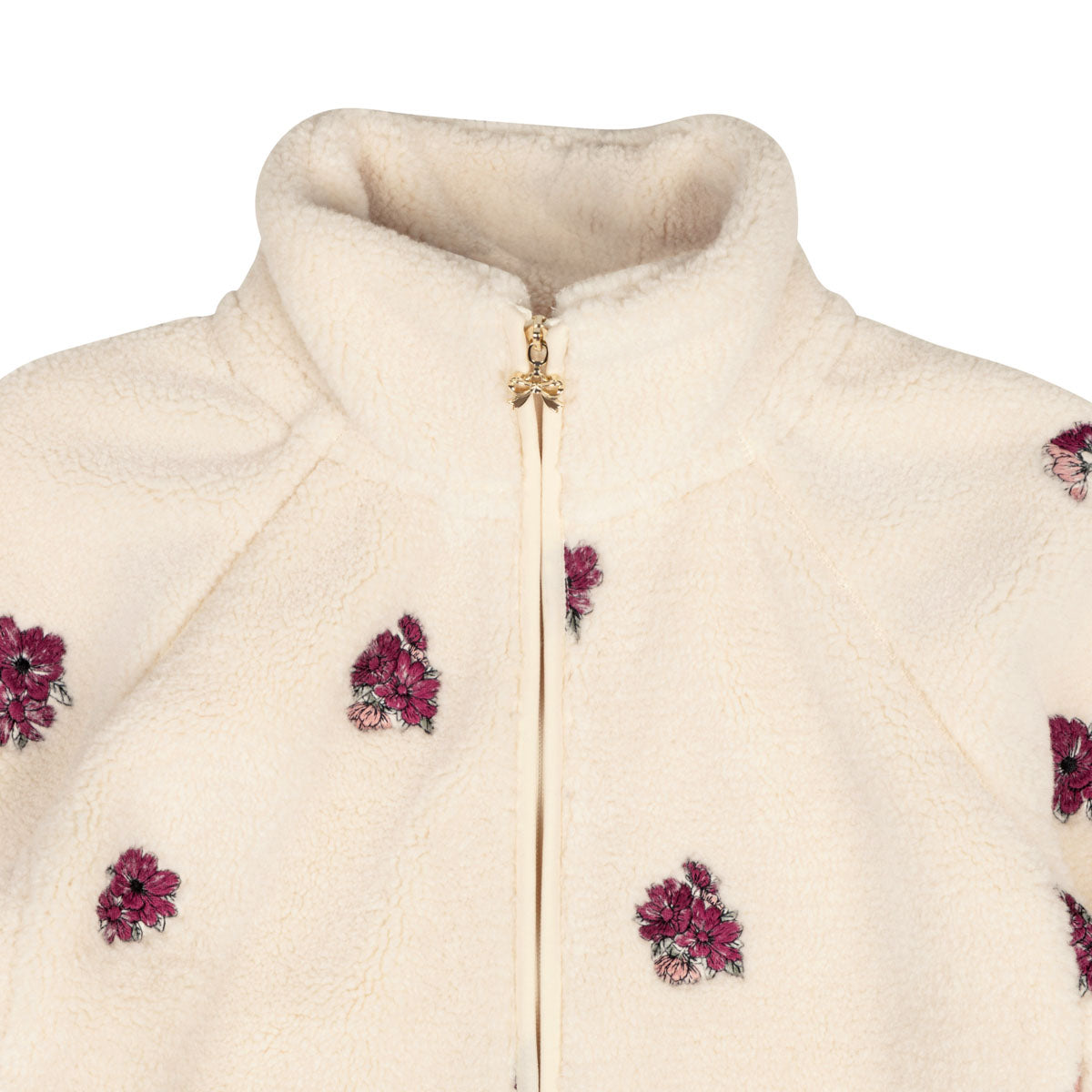 Miisa teddy jacket, Small flowers, natural white
