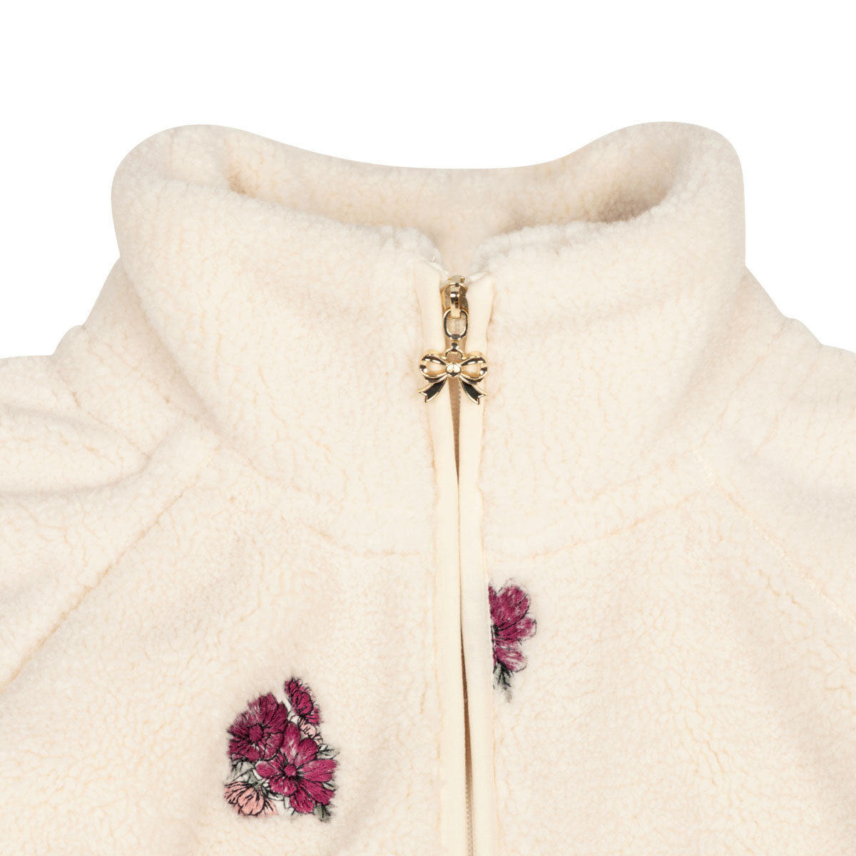 Miisa teddy jacket, Small flowers, natural white