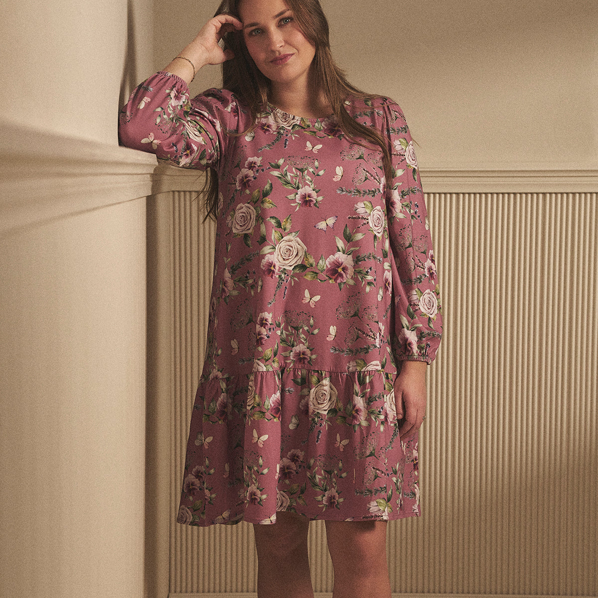 Laura dress, Violet, rose