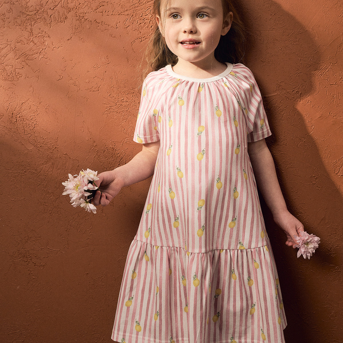 Lemon Stripe dress, pink