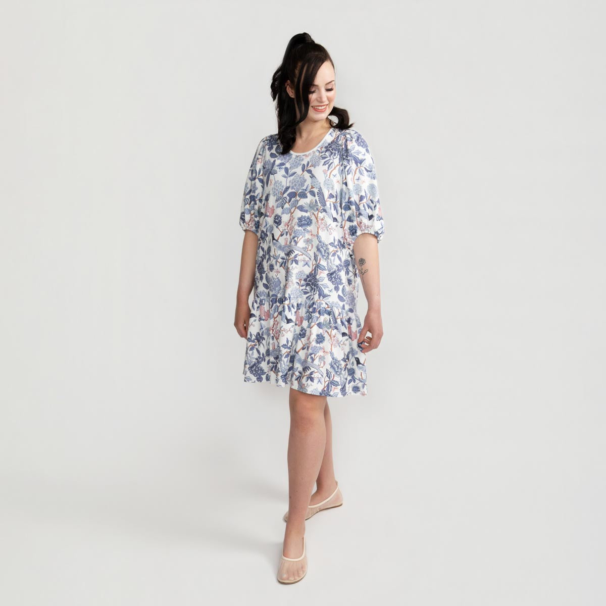 Lisa dress, Bluebird, natural white
