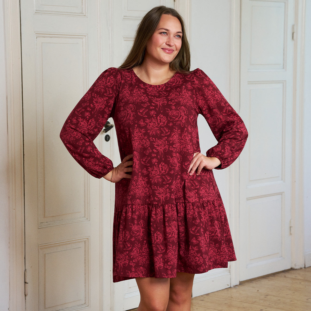 Laura dress, Rosaline, dark red