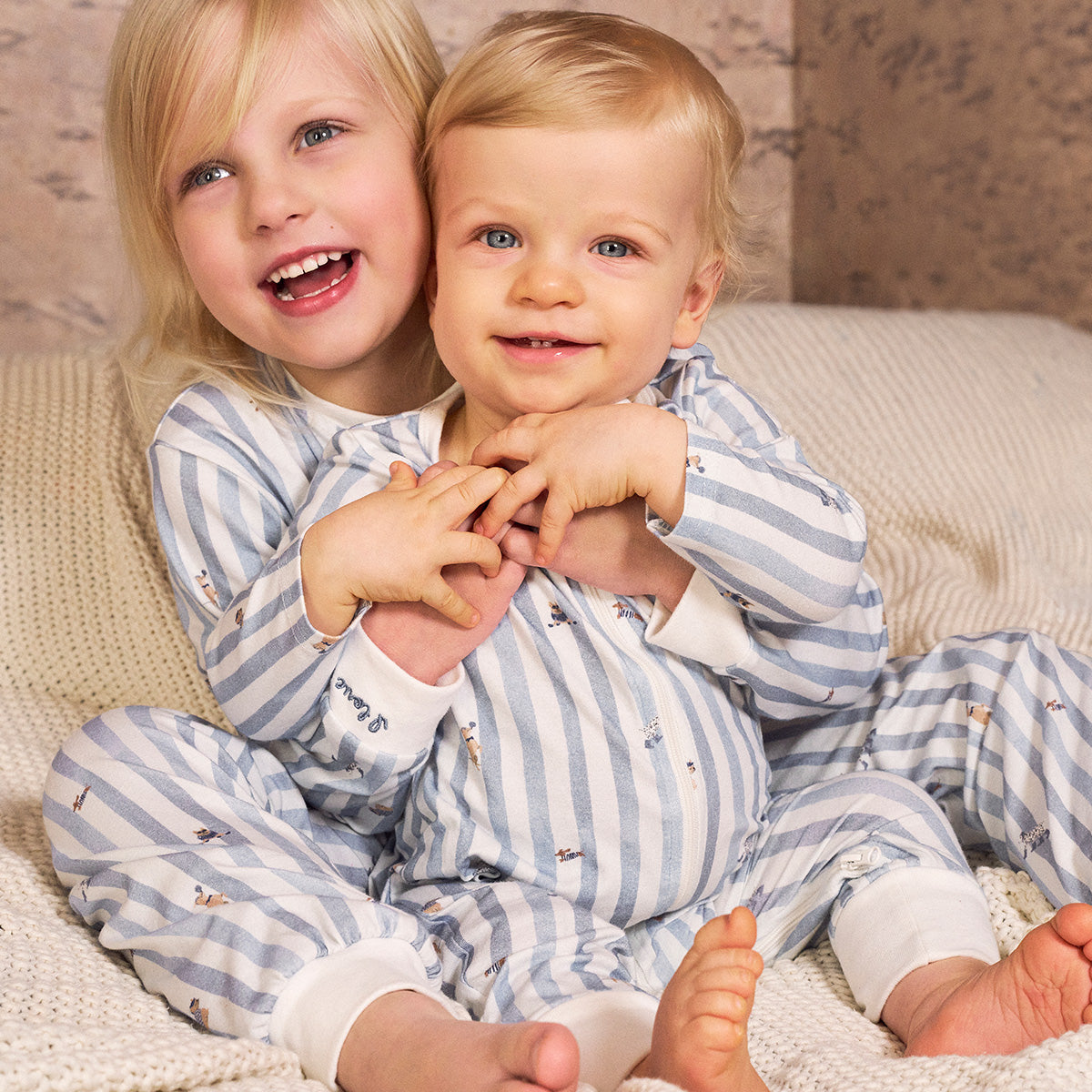 Dog stripe pyjama, light blue