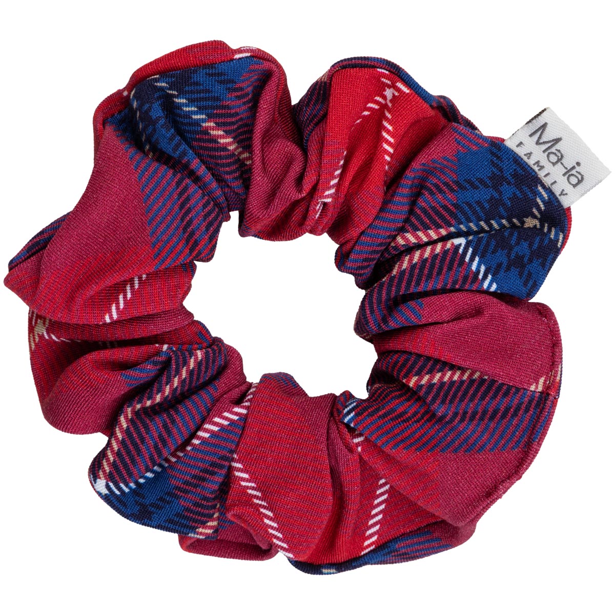 Hair scrunchie, Checks, dark red