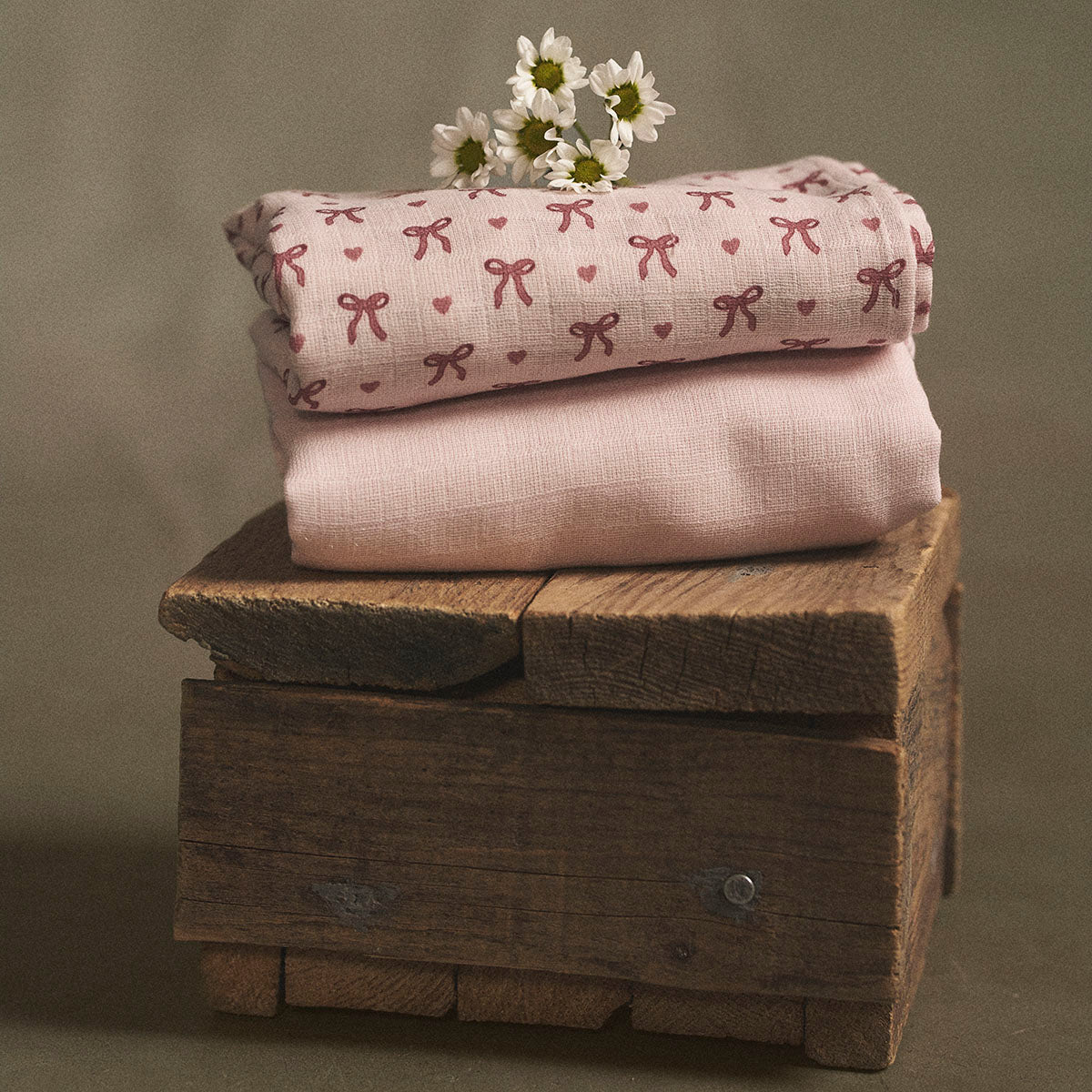 Bowsome muslin cloth, 2-pack, rose