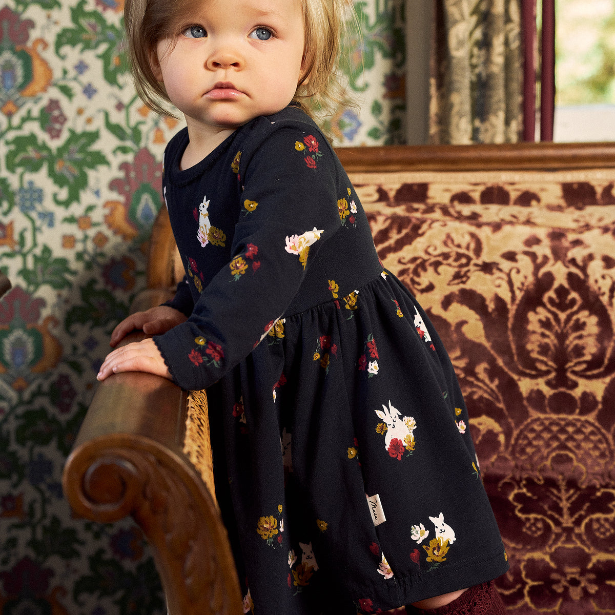 Nocturne babies' dress, dark blue