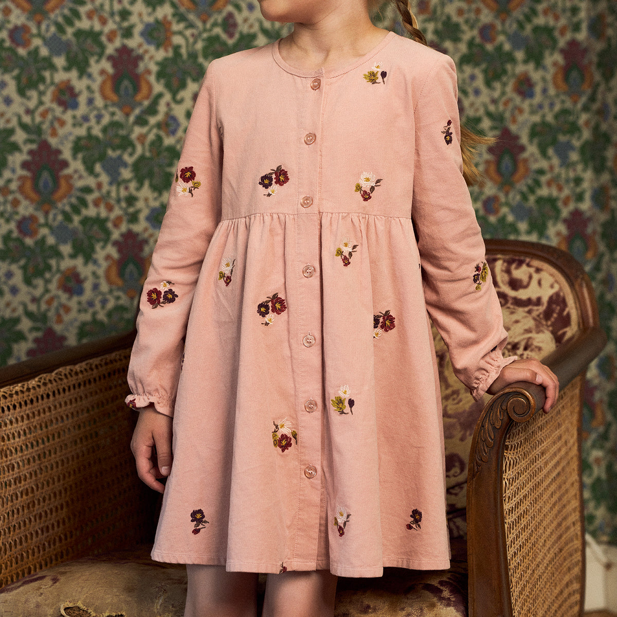 Nocturne corduroy dress, rose
