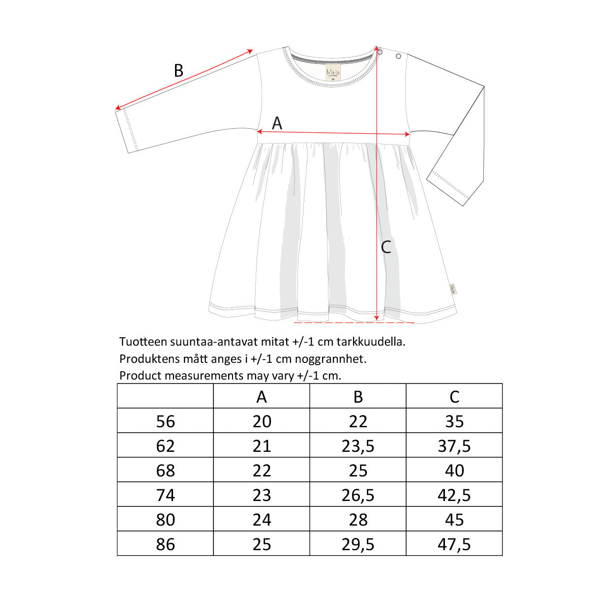 Plums baby dress, light rose