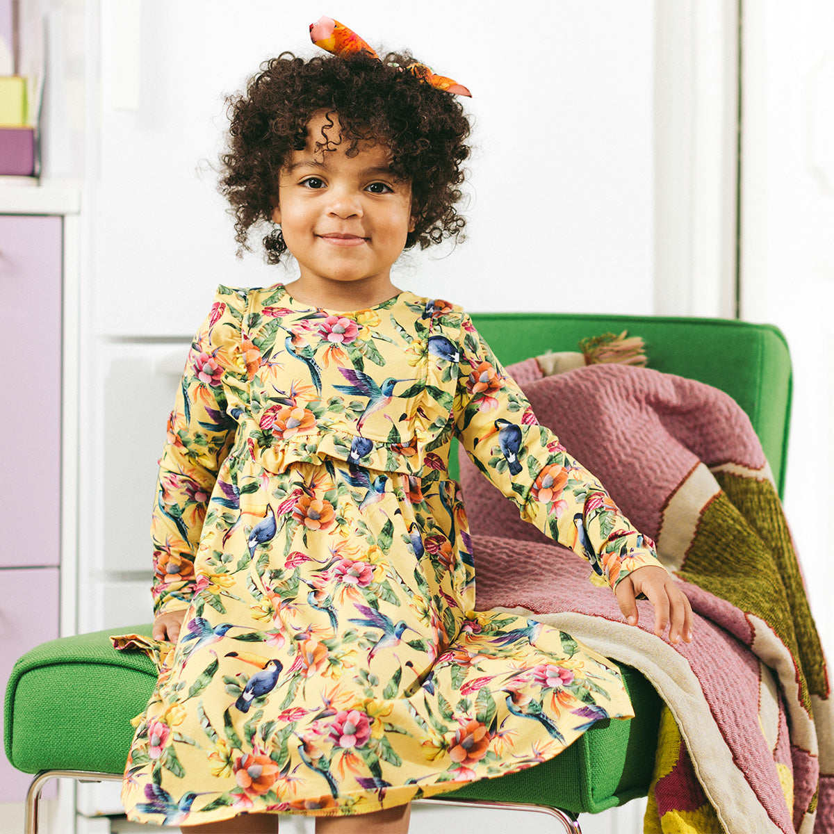 Toucan Dress, yellow