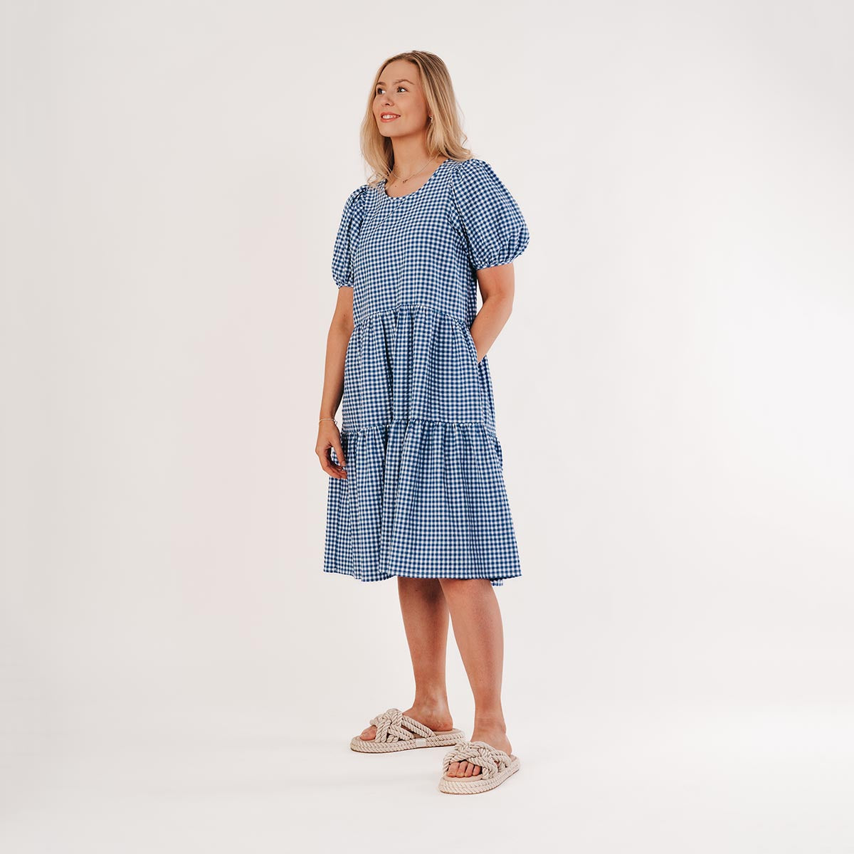 Leona Dress for women, Plaid, blue