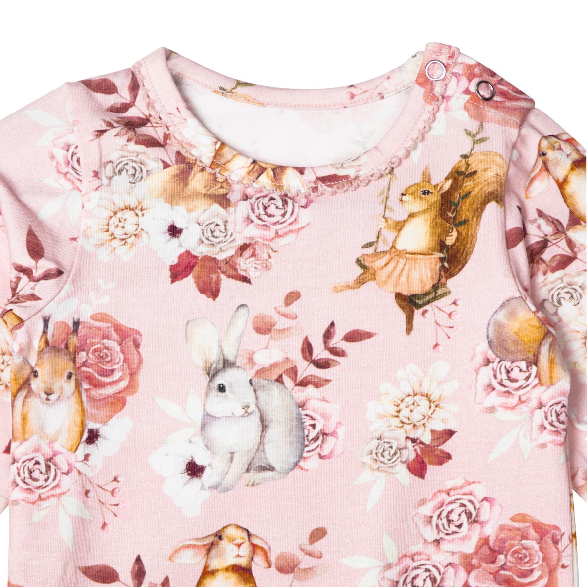 Forest Animals bodysuit, pink