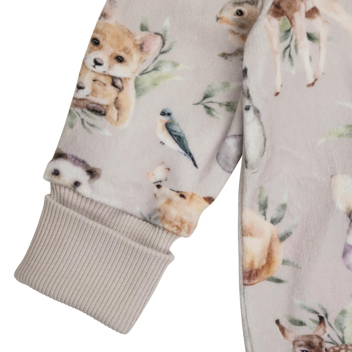 Forest Animals velour overalls, beige