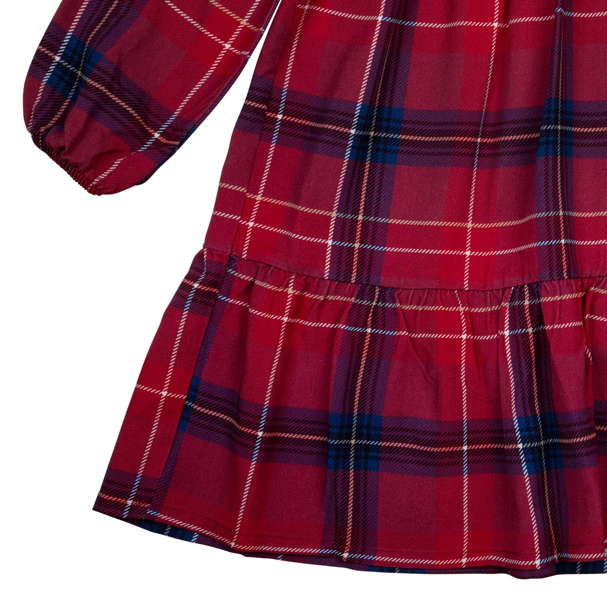 Checks dress, dark red