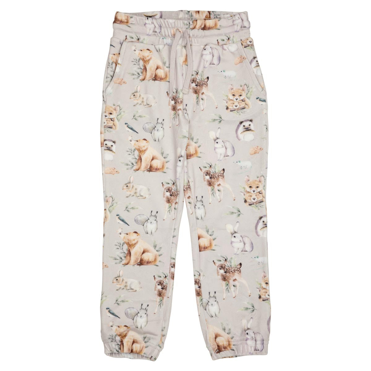 Forest Animals velour trousers, beige