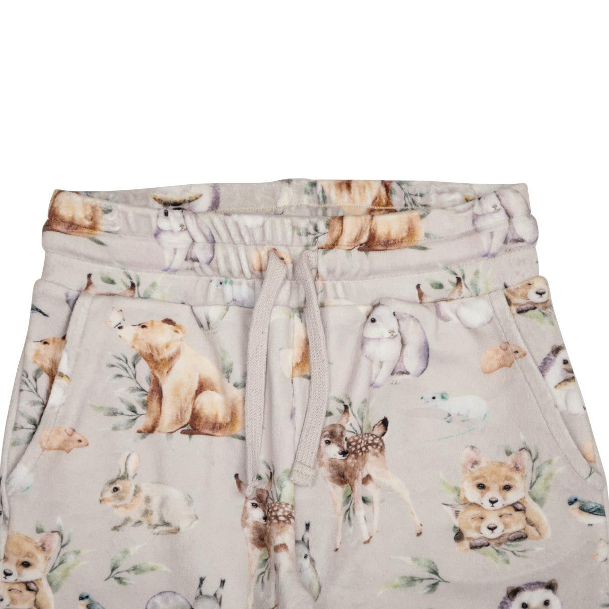 Forest Animals velour trousers, beige