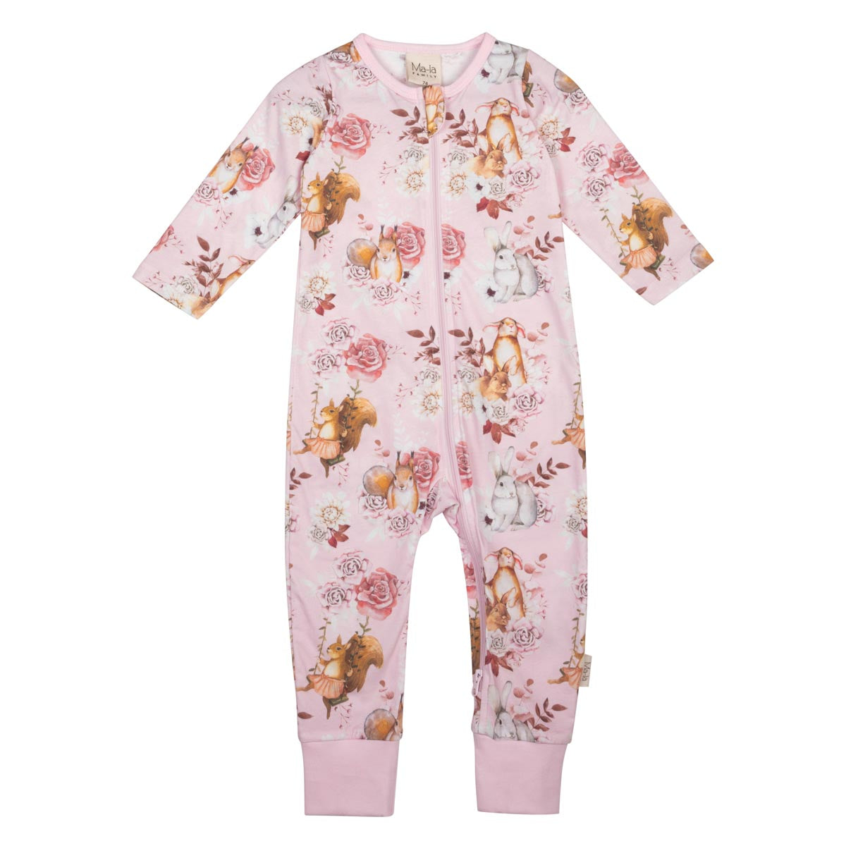 Forest Animals baby pyjama, rose