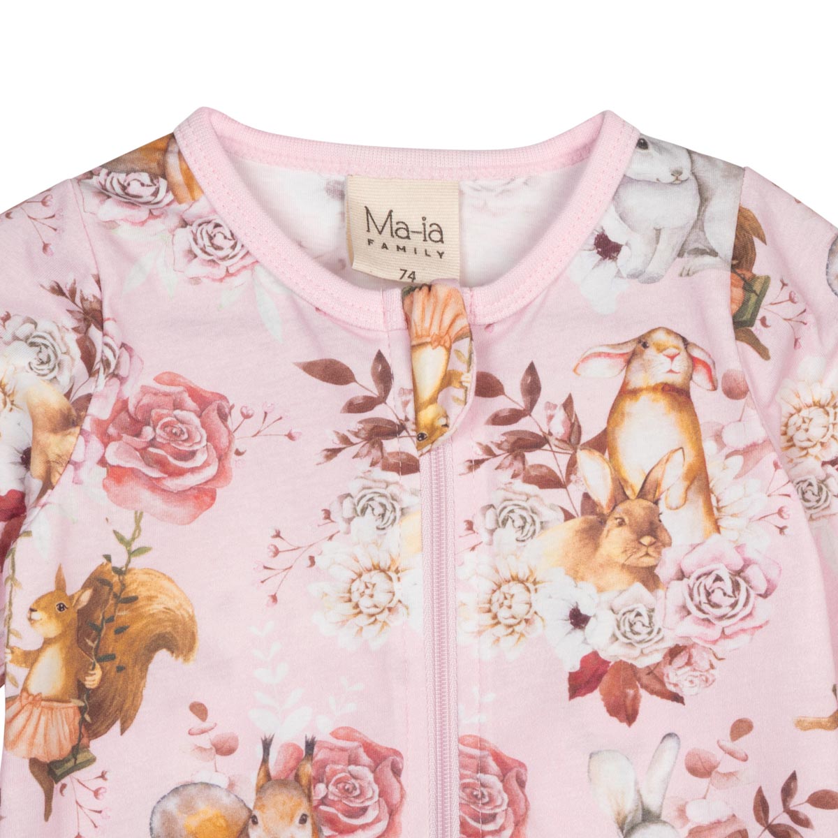 Forest Animals baby pyjama, rose