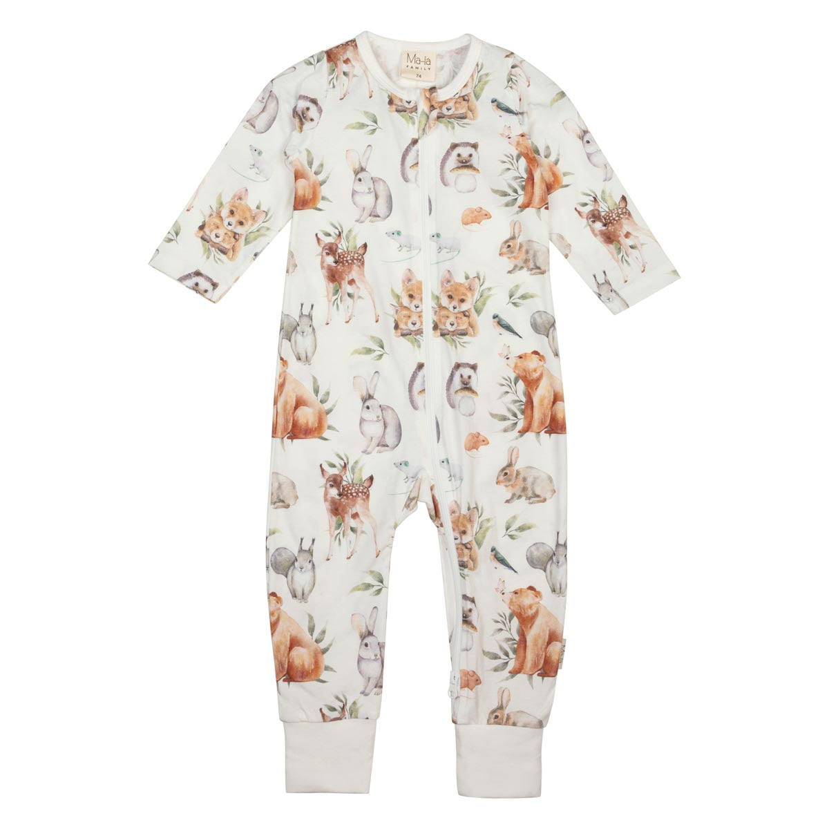 Forest Animals baby pyjama, ecru