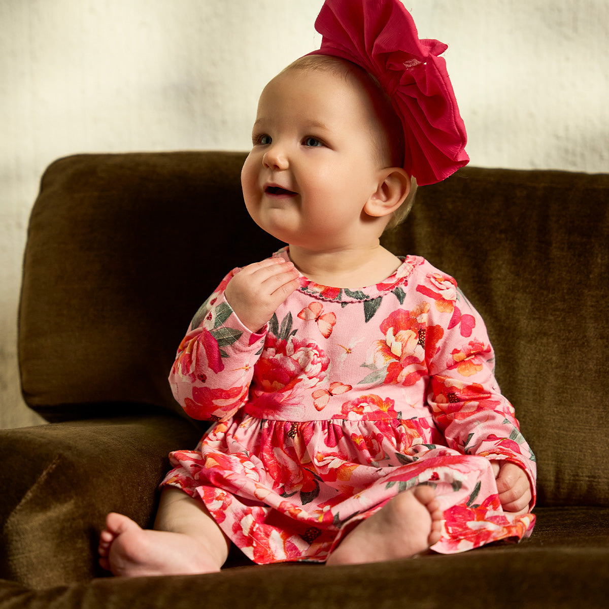 Peonies bodysuit dress, pink