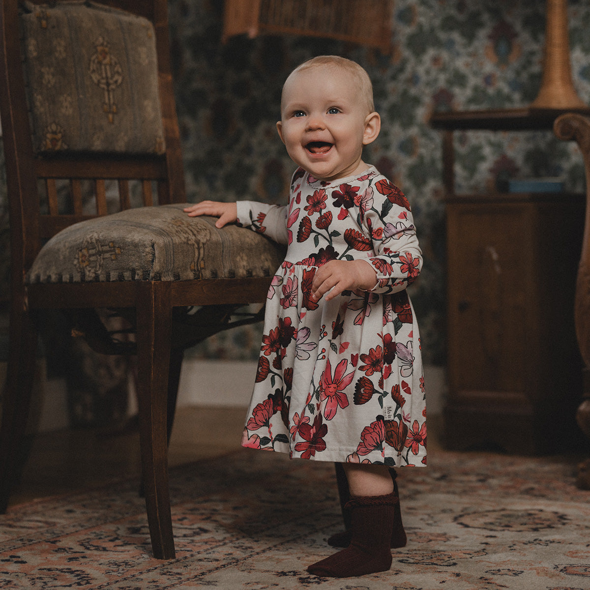 Winter garden bodysuit dress, natural white