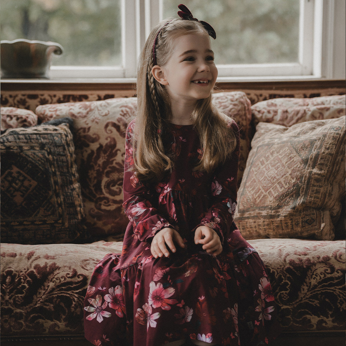 Winter Garden dress, dark red