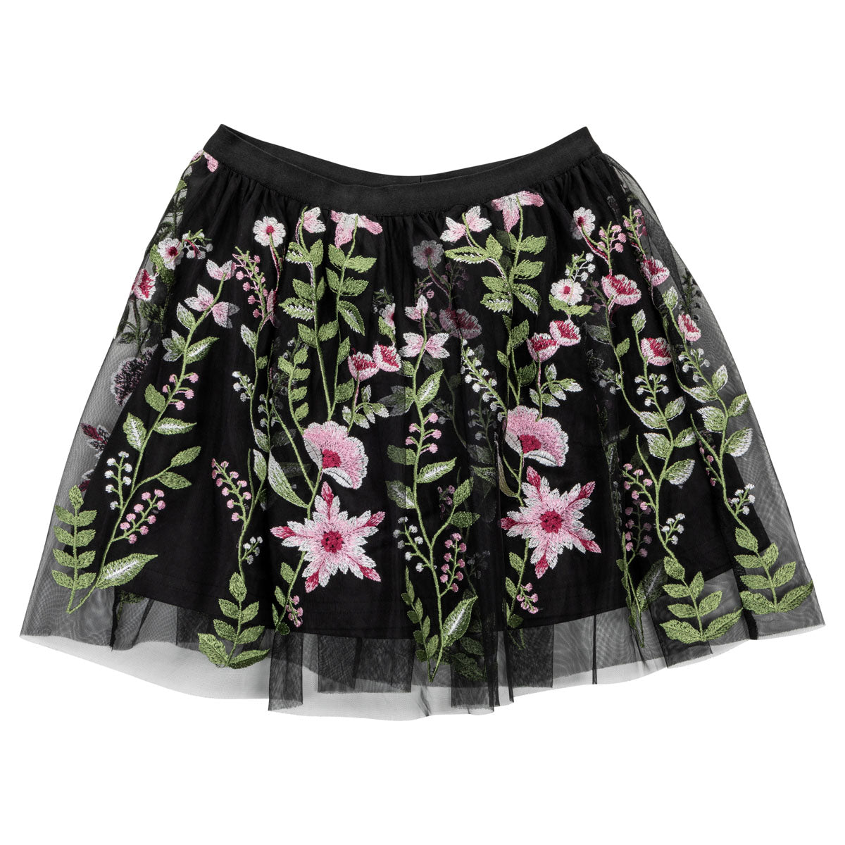 Flower tulle skirt, black