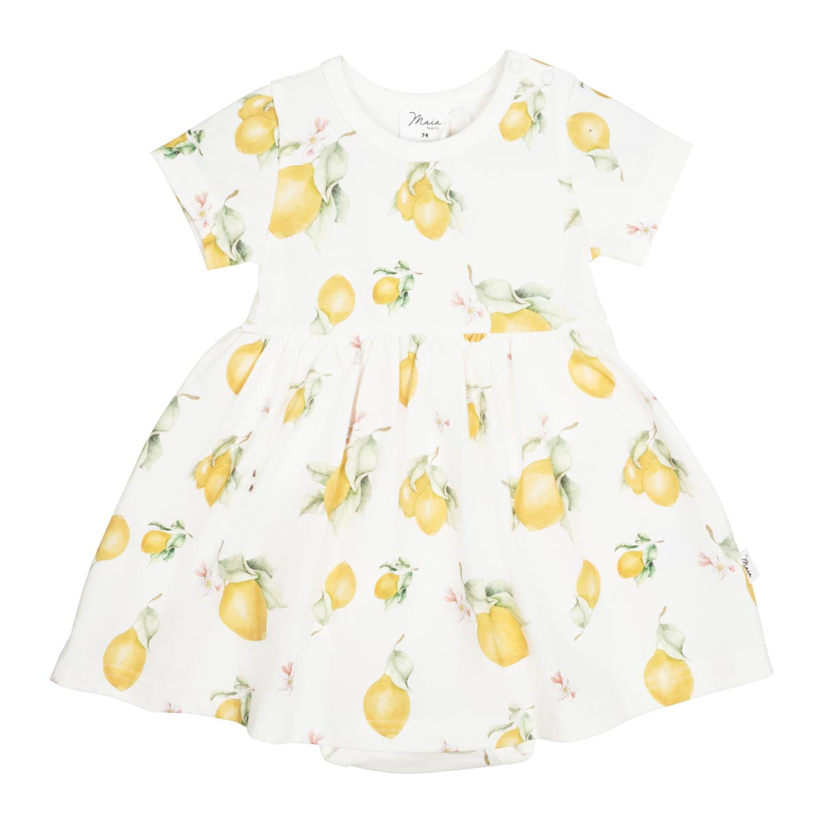Lemon short-sleeved bodysuit dress, natural white