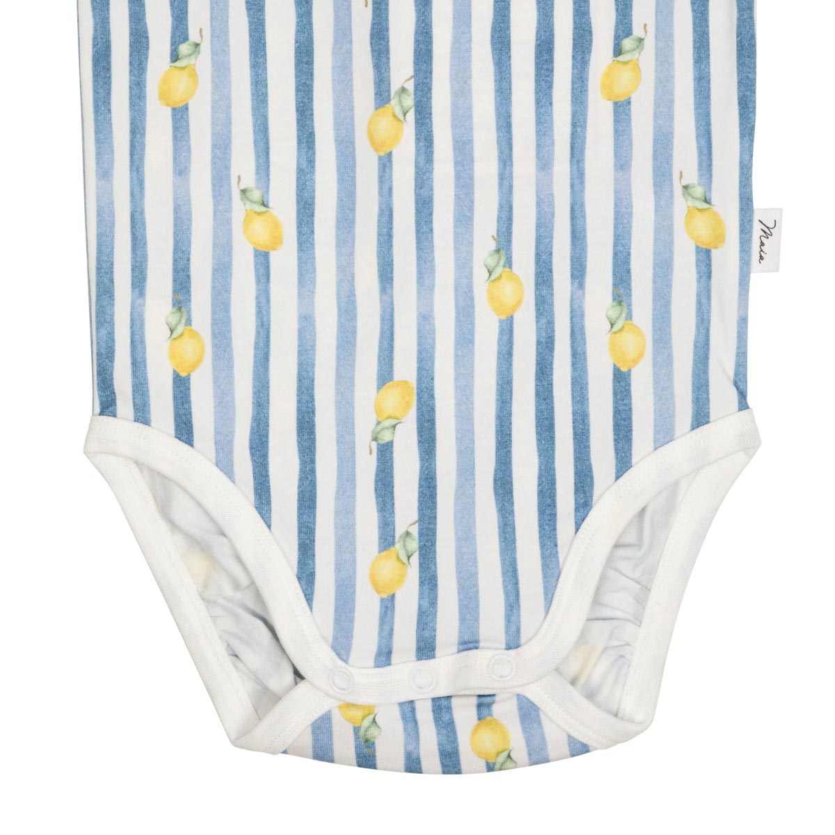 Lemon Stripe short-sleeved bodysuit, natural white