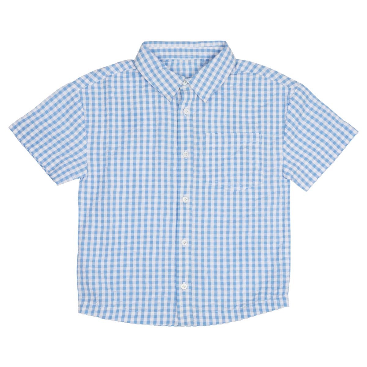 Check collar shirt, light blue