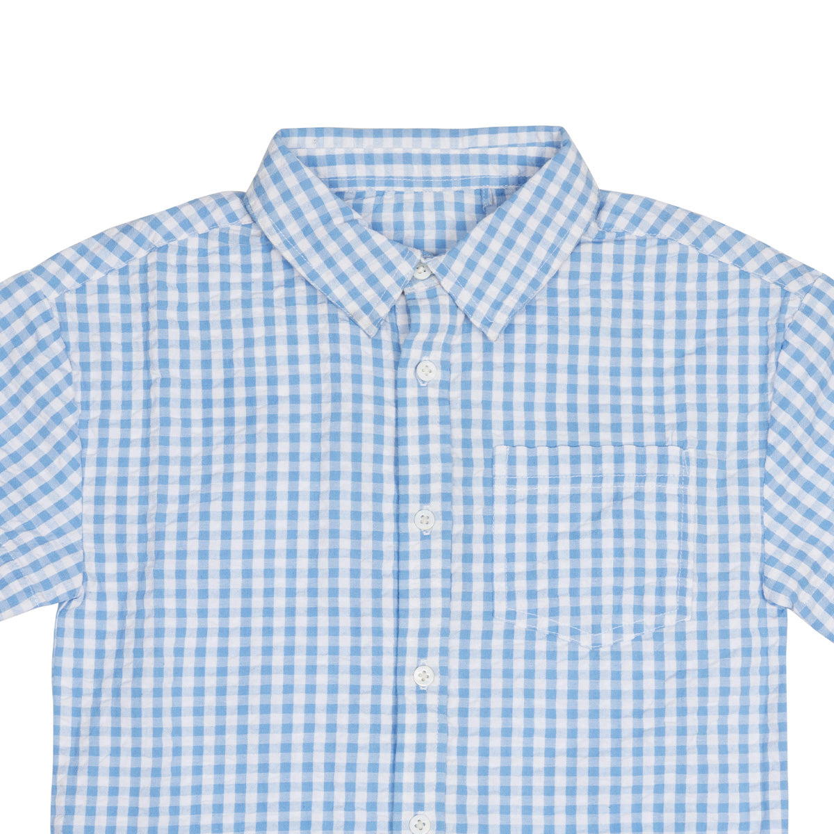 Check collar shirt, light blue