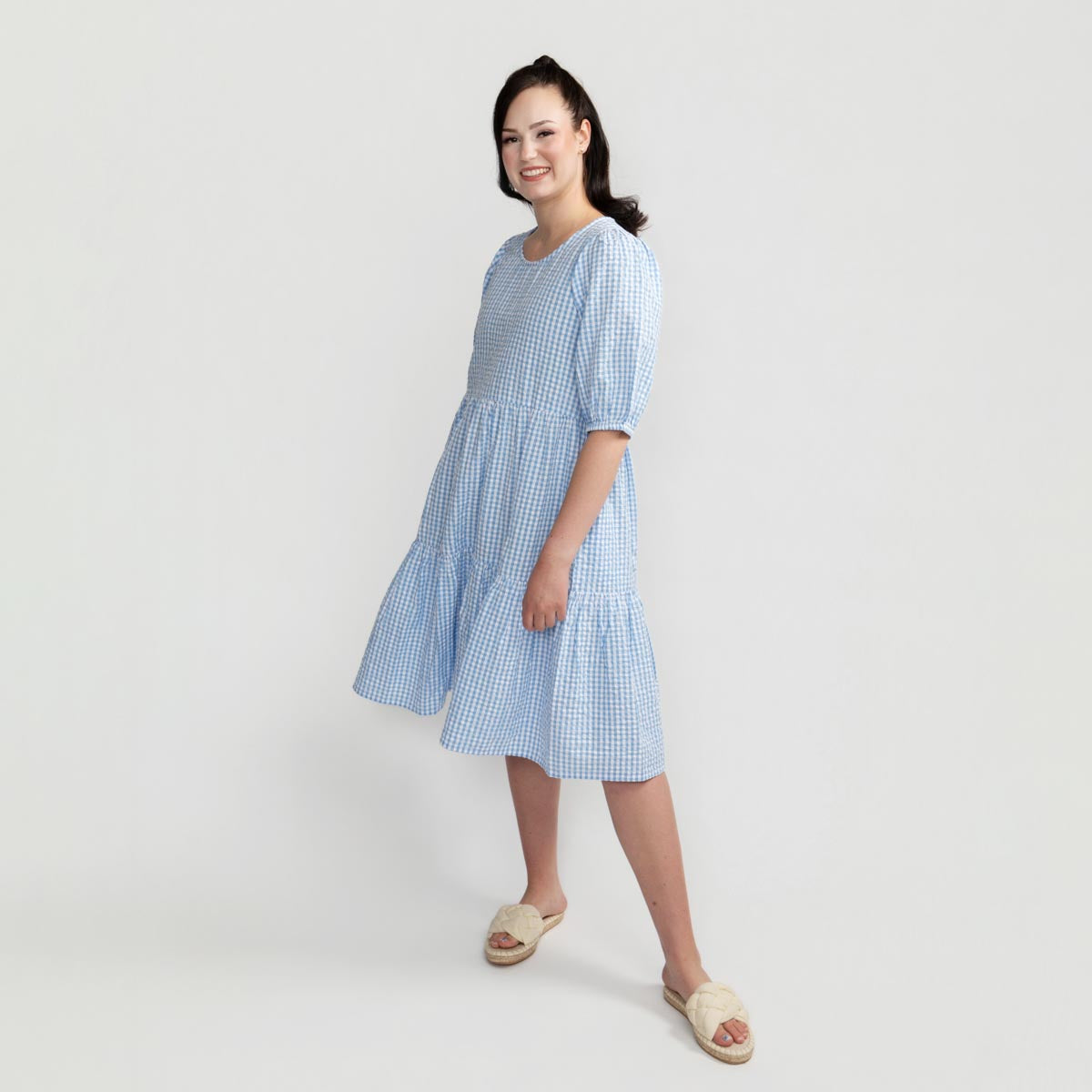 Leona dress, Check, light blue